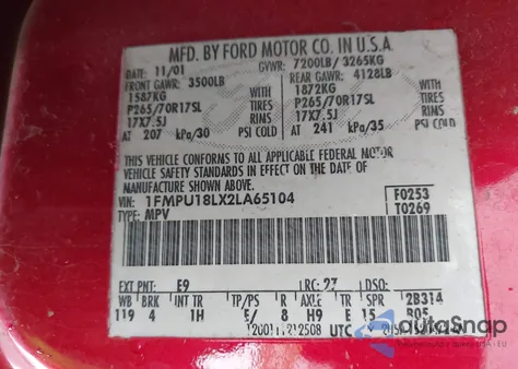 2002 Ford Expedition Eddie Bauer from USA, damaged, VIN 1FMPU18LX2LA65104